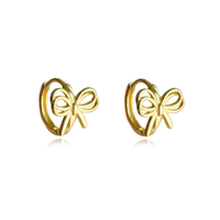 Liana Bow Tie Hoop Earrings (Gold) image