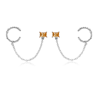 Lior Silver Topaz Chain Cuff Earrings (Pair) image