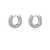 Averie Dainty CZ Embellished Huggie Earrings (Silver) image