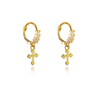 Anesha Dainty Cross Drop Earrings (Gold) image