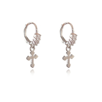 Anesha Dainty Cross Drop Earrings (Silver) image