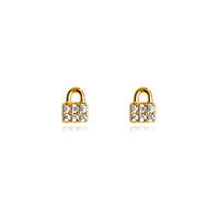 Arcelia Diamante Padlock Stud Earrings (Gold) image