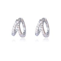 Elaina Dainty CZ Twin Hoop Earrings (Silver) image