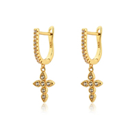 Charbel Fine Diamante Cross Drop Earrings image