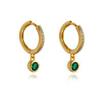 Jadie Dainty Zircon Drop Earrings (Emerald Green) image