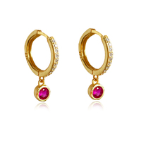 Jadie Dainty Zircon Drop Earrings (Fuchsia) image