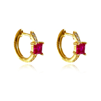 Loxi Dainty Zircon Hoop Earrings (Fuchsia) image