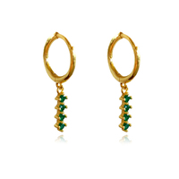 Desi Dainty Zirconia Drop Earrings (Emerald Green) image