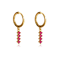 Desi Dainty Zirconia Drop Earrings (Fuchsia) image