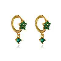 Patina Dainty Zircon Floral Hoop Earrings (Emerald Green) image