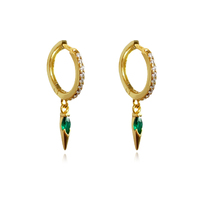 Jovie Dainty Zircon Spike Drop Earrings (Emerald Green) image