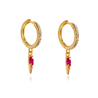 Jovie Dainty Zircon Spike Drop Earrings (Fuchsia) image