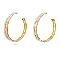 Drama Luxury Oversized Pearl Hoop Earrings (Pair) image