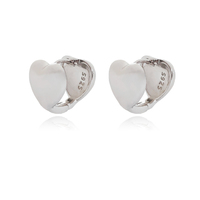 Lueur Dual Heart Silver Huggie Earrings  image