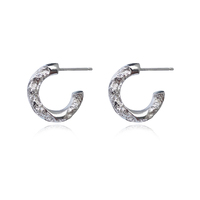 Briar Sculptural Sparkle Hoop Earrings (Silver) image