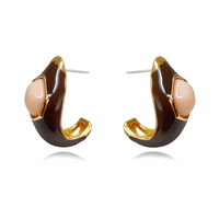 Lafayette Enamel Croissant C Hoop Earrings (Coffee) image