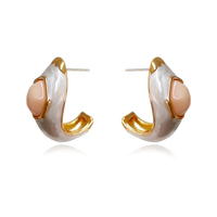 Lafayette Enamel Croissant C Hoop Earrings (Cream) image