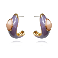 Lafayette Enamel Croissant C Hoop Earrings (Taro) image