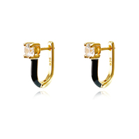 Gabriela Diamante Enamel U Huggie Earrings (Black) image
