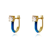 Gabriela Diamante Enamel U Huggie Earrings (Blue) image