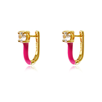 Gabriela Diamante Enamel U Huggie Earrings (Fuchsia) image