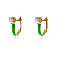 Gabriela Diamante Enamel U Huggie Earrings (Green) image