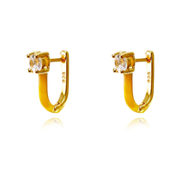 Gabriela Diamante Enamel U Huggie Earrings (Yellow) image