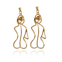 Adren Female Back Line Art Earrings  image