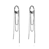 Stellar Drape Diamante Tassel Earrings (Silver)  image