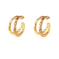 Dejouer 24K Sculptured Twin Hoop Earrings image