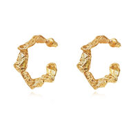 Dejouer 24K Sculptured C Hoop Earrings image