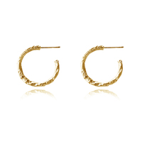 Avery Artsy Textured Hoop Earrings (Gold)