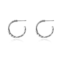 Avery Artsy Textured Hoop Earrings (Silver) image