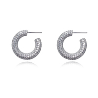Elior Diamnate-embellished Hoop Earrings (Silver) image