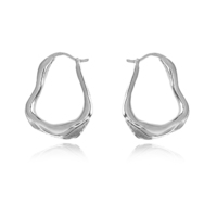 Nomad Fluid Sculpture Hoop Earrings (Silver) image