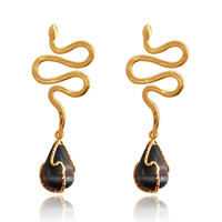 La Muse Artisan Cats Eye Stone Drop Earrings image