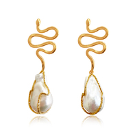 L 'amour 24K Luxury Baroque Pearl  Drop Earrings image