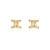 Gemini Artisan Zirconia Pavé Stud Earrings (Gold) image
