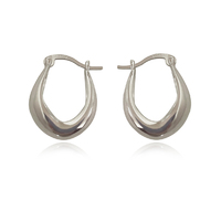 Krista Modern Bowl Huggie Earrings - Silver image