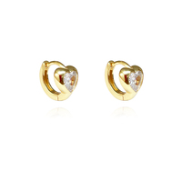 Delja Dainty Zircon Heart Huggie Earrings (Gold) image
