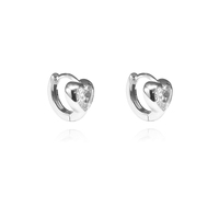 Delja Dainty Zircon Heart Huggie Earrings (Silver) image