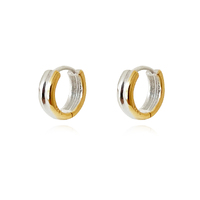 Sol Artsy Chic Dainty Dual Tone Hoop Earrings  image