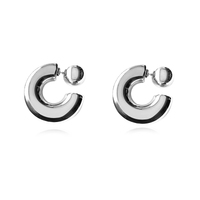 Adair Chunky C Hoop Earrings (Silver)