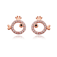 Little Crown Fish Rose Gold Stud Earrings image