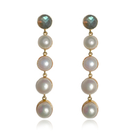 Eleonora Labradorite Crystal Pearl Drop Earrings image