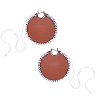 Emiri Luxury Leather Stitched Earrings (Brown) image