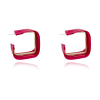 Luca Vegan Leather Statement Earrings (Magenta) image