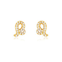 Leo Artisan Zirconia Pavé Stud Earrings (Gold) image