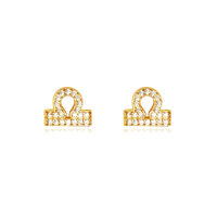 Libra Artisan Zirconia Pavé Stud Earrings (Gold) image