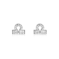 Libra Artisan Zirconia Pavé Stud Earrings (Silver)